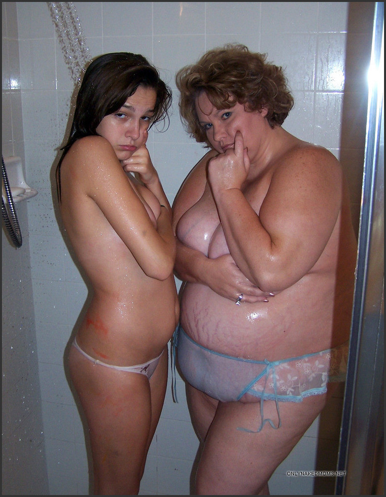 Fatty mom and her daughter nude in the. 